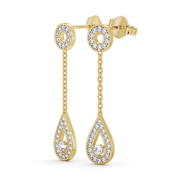 Drop Round Diamond Exquisite Earrings 18K Yellow Gold ERG102_YG_THUMB1