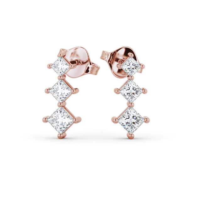 Journey Princess Diamond Earrings 9K Rose Gold - Kaber ERG103_RG_UP