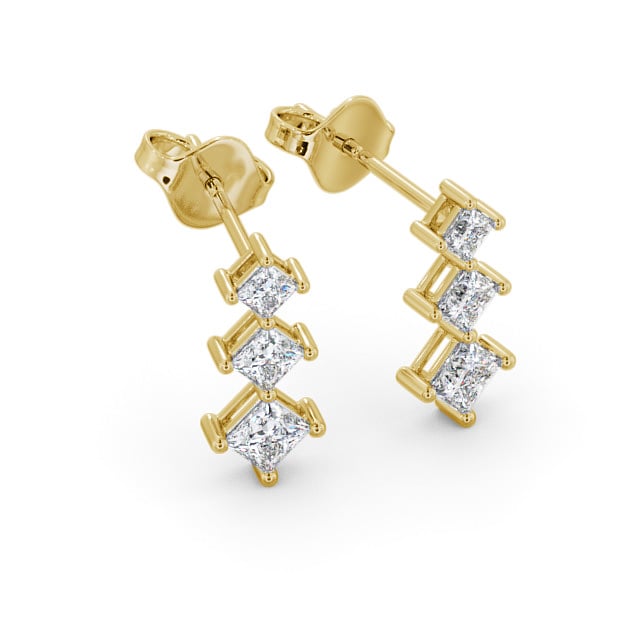 Journey Princess Diamond Earrings 18K Yellow Gold - Kaber ERG103_YG_FLAT
