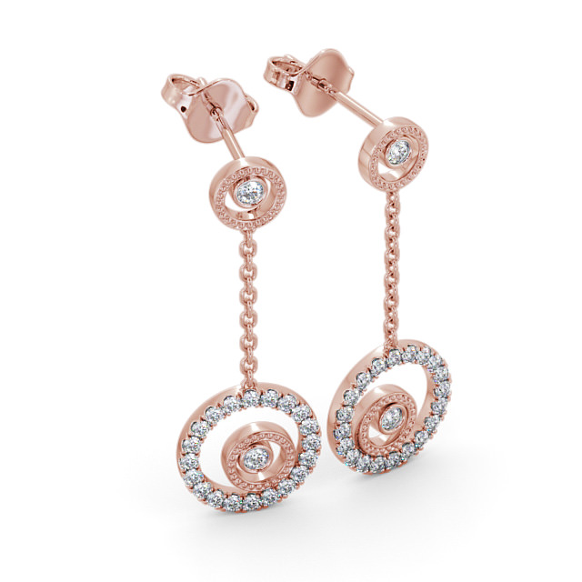 Drop Round Diamond Earrings 9K Rose Gold - Comrie ERG104_RG_FLAT