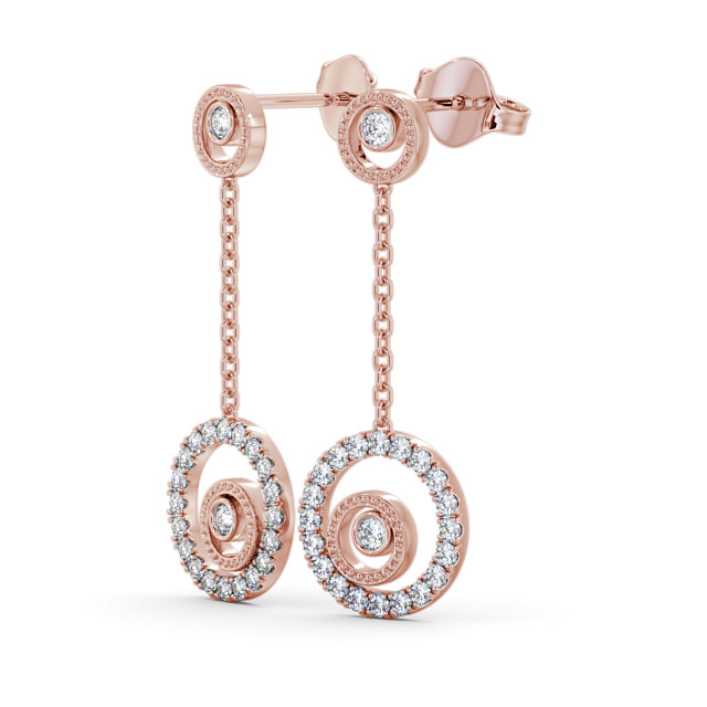 Drop Round Diamond Earrings 9K Rose Gold - Comrie ERG104_RG_SIDE