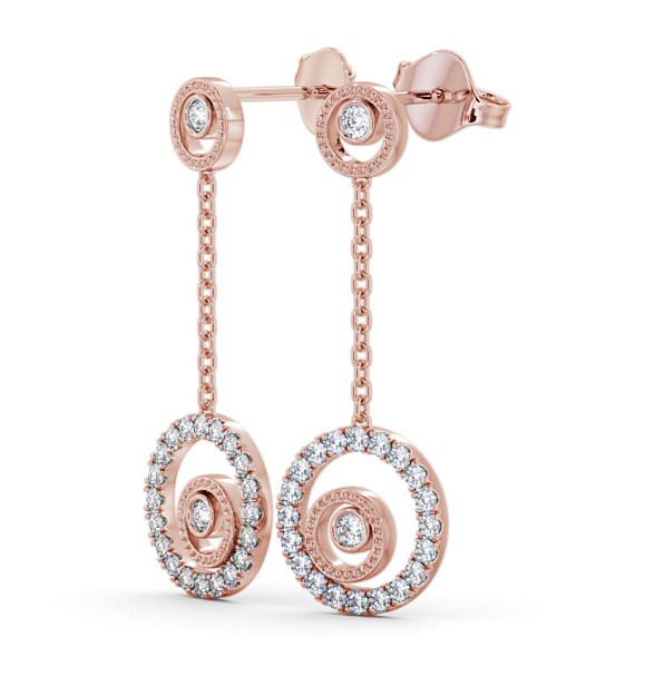 Drop Round Diamond Unique Earrings 9K Rose Gold ERG104_RG_THUMB1 