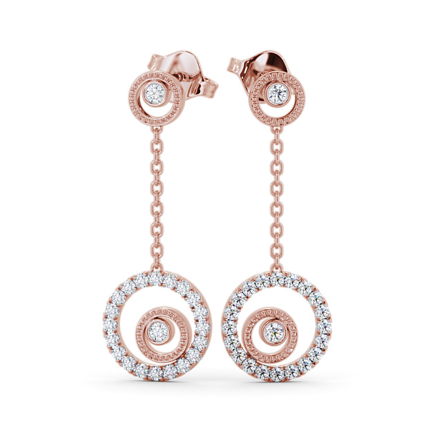 Drop Round Diamond Earrings 9K Rose Gold - Comrie ERG104_RG_UP