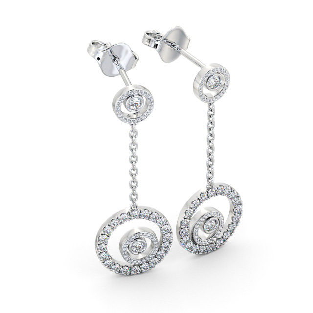 Drop Round Diamond Earrings 18K White Gold - Comrie ERG104_WG_FLAT