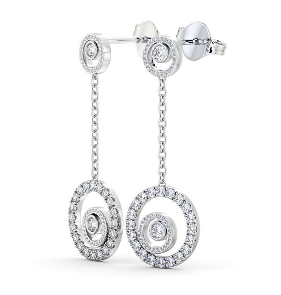 Drop Round Diamond Unique Earrings 9K White Gold ERG104_WG_THUMB1 