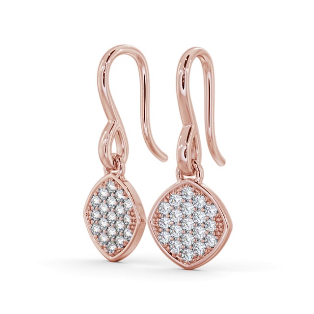 Drop Round Diamond Earrings 18K Rose Gold - Portres ERG105_RG_SIDE
