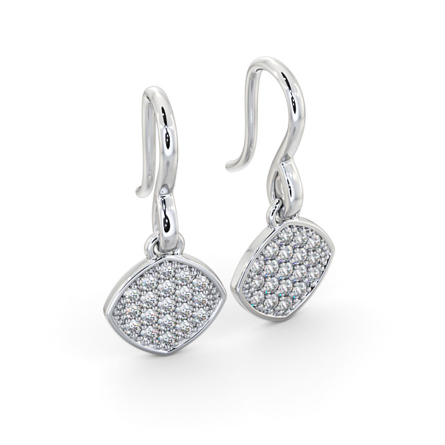 Drop Round Diamond Earrings 9K White Gold - Portres ERG105_WG_FLAT