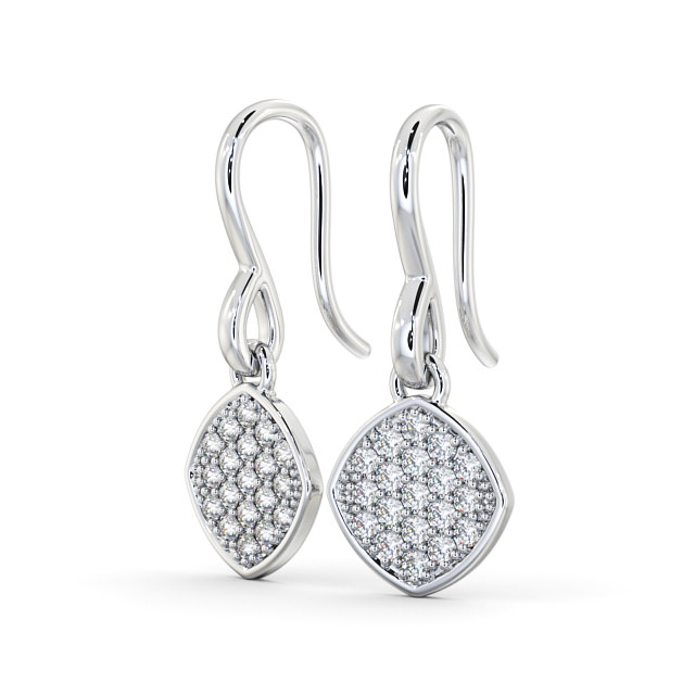 Drop Round Diamond Earrings 9K White Gold - Portres ERG105_WG_SIDE