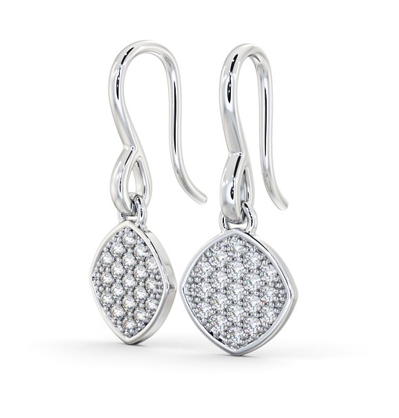 Drop Round Diamond Cluster Style Earrings 9K White Gold ERG105_WG_THUMB1 