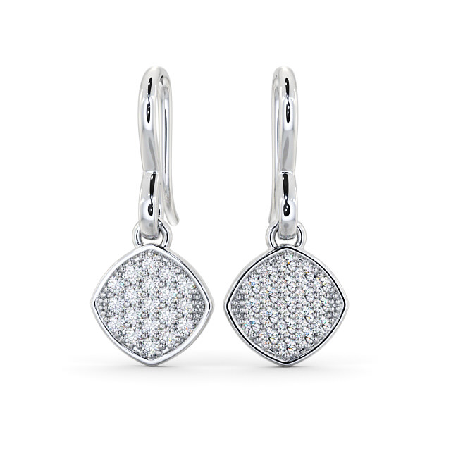Drop Round Diamond Earrings 18K White Gold - Portres ERG105_WG_UP
