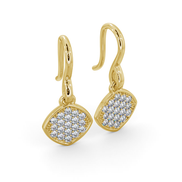 Drop Round Diamond Earrings 18K Yellow Gold - Portres ERG105_YG_FLAT