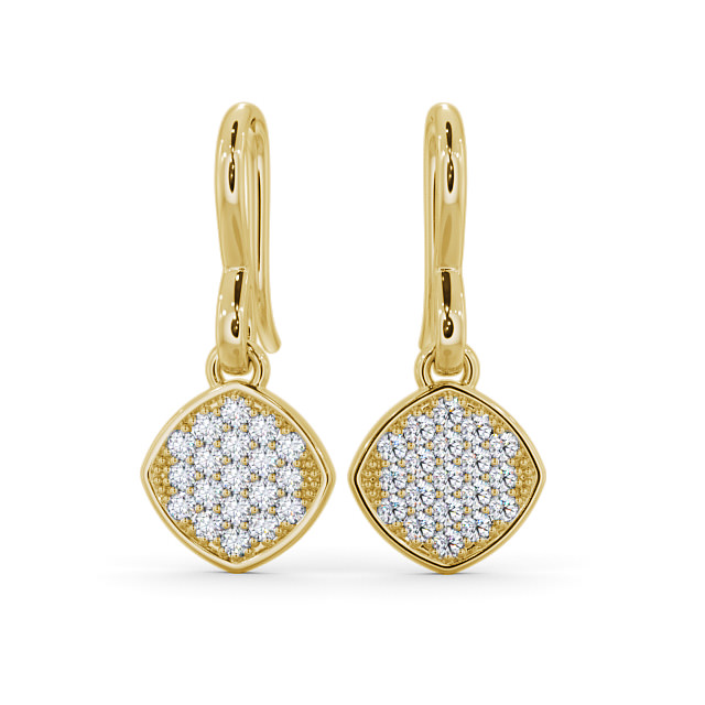 Drop Round Diamond Earrings 18K Yellow Gold - Portres ERG105_YG_UP
