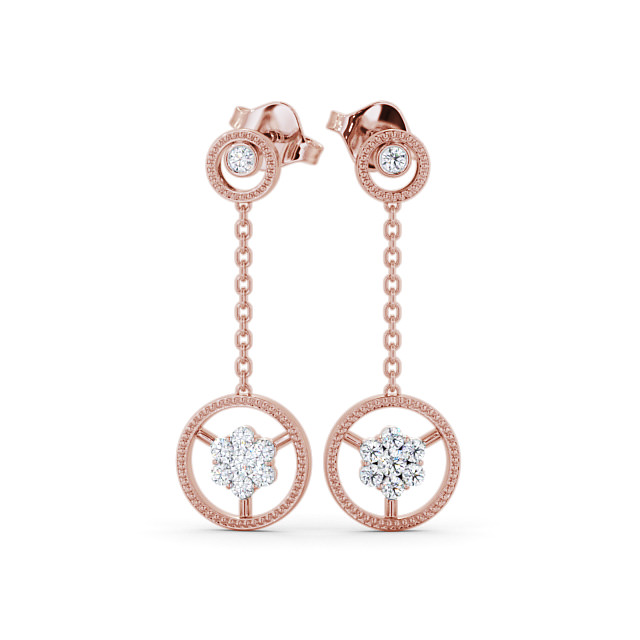 Drop Round Diamond Earrings 9K Rose Gold - Vivienne ERG106_RG_UP