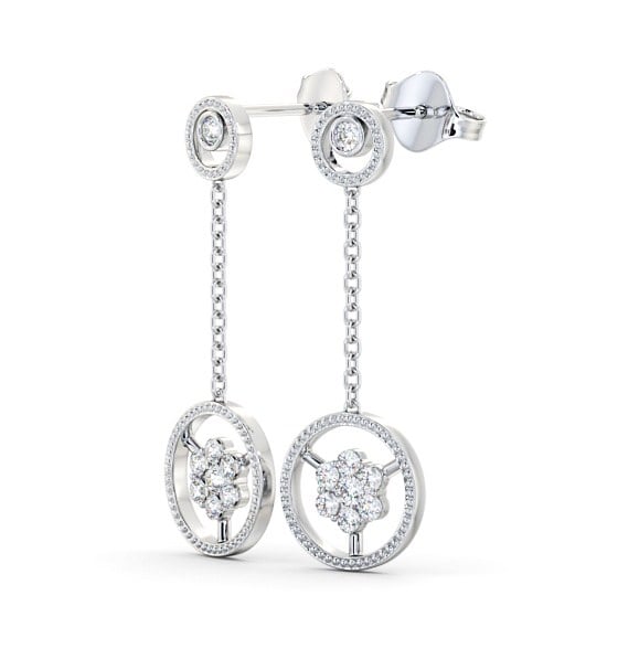Drop Round Diamond Earrings 9K White Gold - Vivienne ERG106_WG_THUMB1