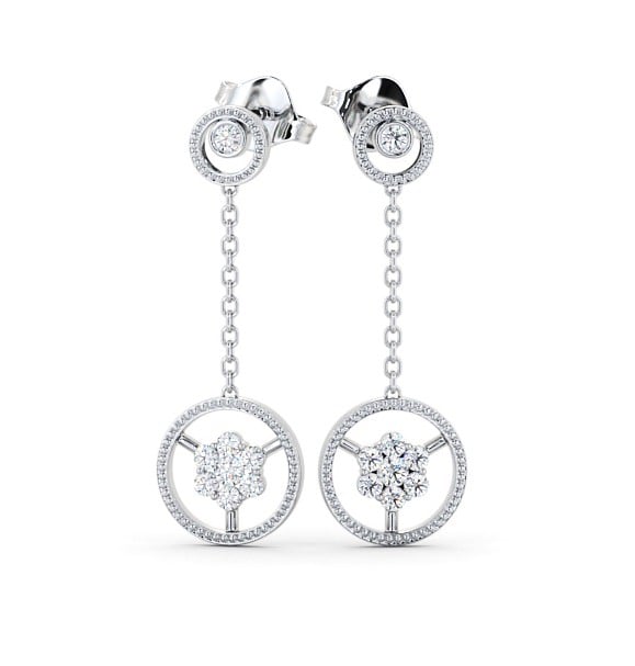  Drop Round Diamond Earrings 18K White Gold - Vivienne ERG106_WG_THUMB2 