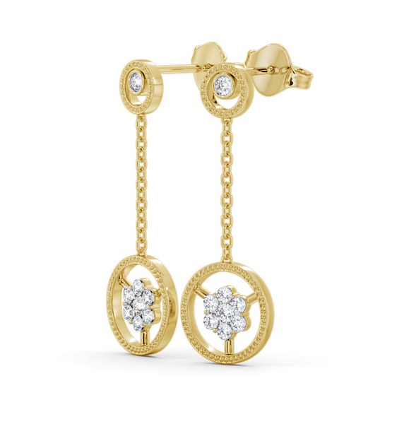 Drop Round Diamond Contemporary Earrings 18K Yellow Gold ERG106_YG_THUMB1