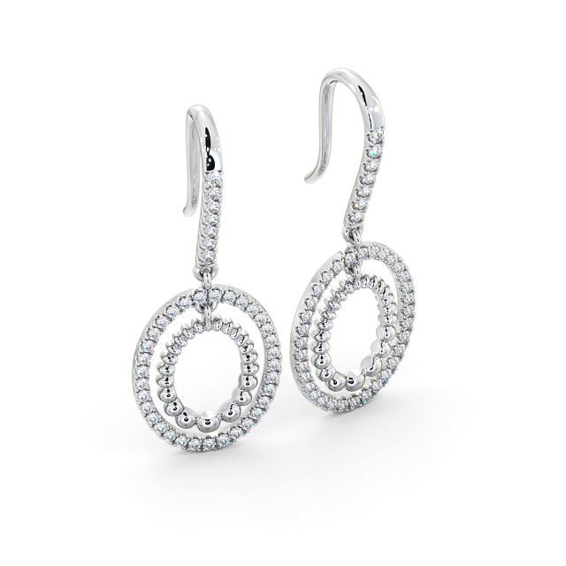 Drop Round Diamond 0.60ct Earrings 9K White Gold - Barfleur ERG107_WG_FLAT