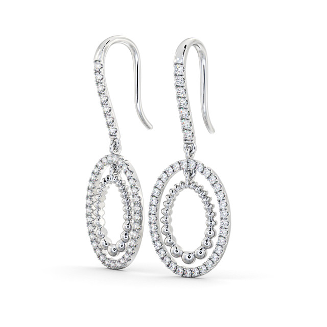 Drop Round Diamond 0.60ct Earrings 9K White Gold - Barfleur ERG107_WG_SIDE