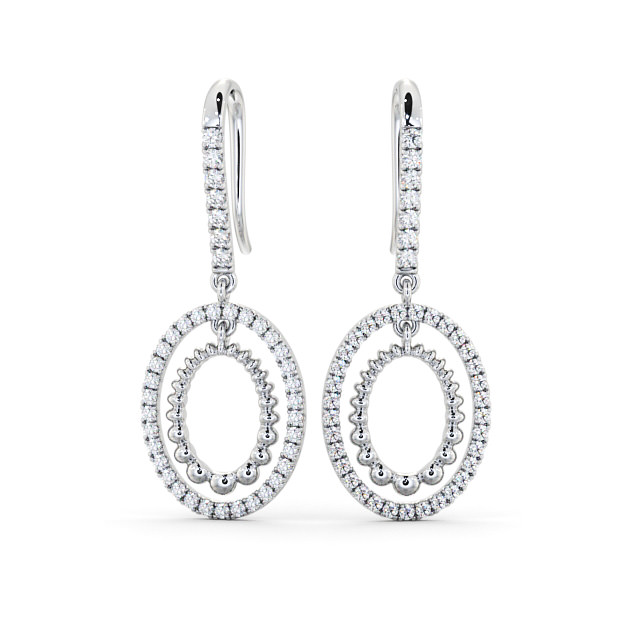 Drop Round Diamond 0.60ct Earrings 9K White Gold - Barfleur ERG107_WG_UP