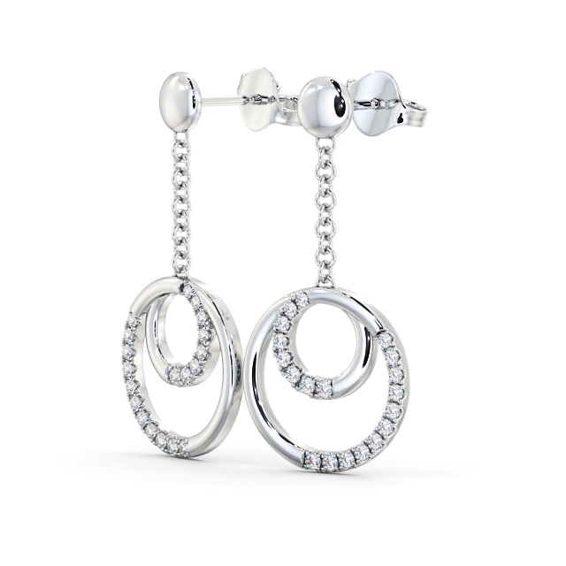 Circle Round Diamond 0.40ct Earrings 9K White Gold - Eagley ERG108_WG_SIDE