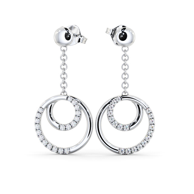 Circle Round Diamond 0.40ct Earrings 9K White Gold - Eagley ERG108_WG_UP