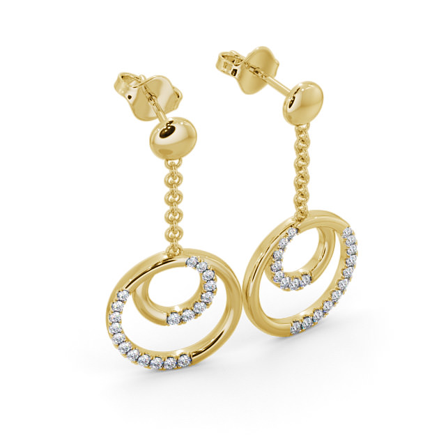 Circle Round Diamond 0.40ct Earrings 18K Yellow Gold - Eagley ERG108_YG_FLAT