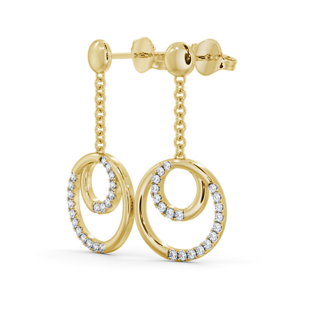 Circle Round Diamond 0.40ct Earrings 18K Yellow Gold - Eagley ERG108_YG_SIDE