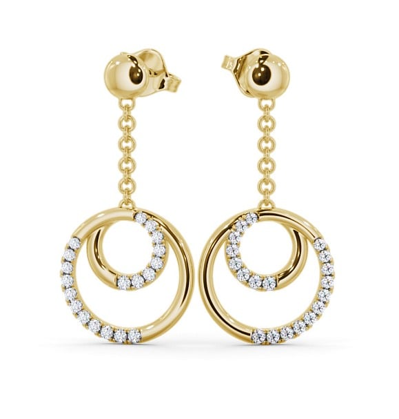  Circle Round Diamond 0.40ct Earrings 18K Yellow Gold - Eagley ERG108_YG_THUMB2 