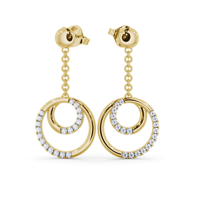 Circle Round Diamond 0.40ct Earrings 18K Yellow Gold - Eagley ERG108_YG_UP