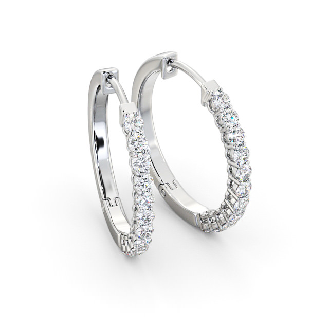 Hoop Round Diamond Earrings 18K White Gold - Destiny ERG109_WG_FLAT