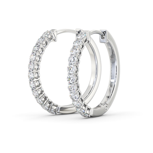Hoop Round Diamond Earrings 9K White Gold - Destiny ERG109_WG_SIDE
