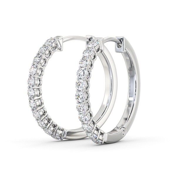 Hoop Round Diamond Classic Earrings 18K White Gold ERG109_WG_THUMB1