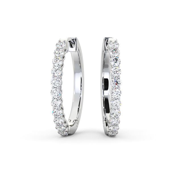 Hoop Round Diamond Earrings 18K White Gold - Destiny ERG109_WG_UP