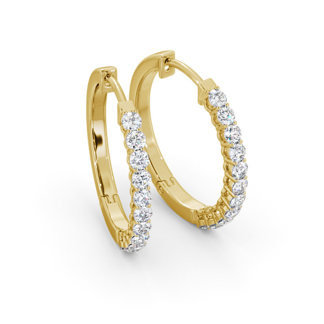 Hoop Round Diamond Earrings 18K Yellow Gold - Destiny ERG109_YG_FLAT
