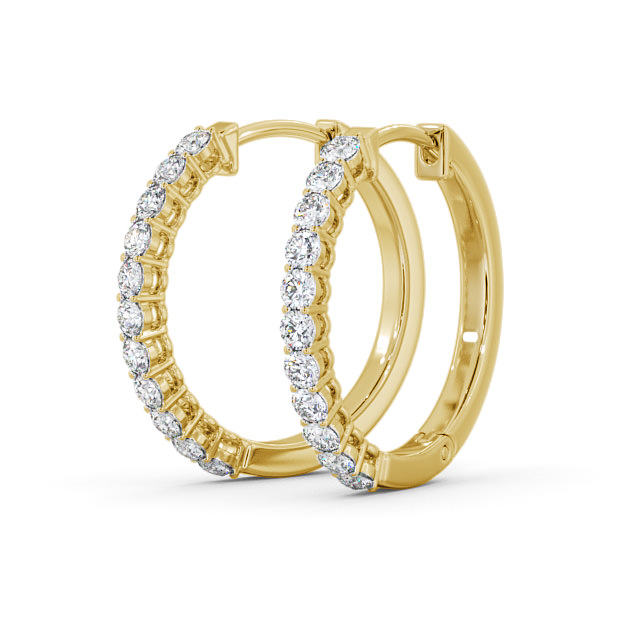 Hoop Round Diamond Earrings 18K Yellow Gold - Destiny ERG109_YG_SIDE