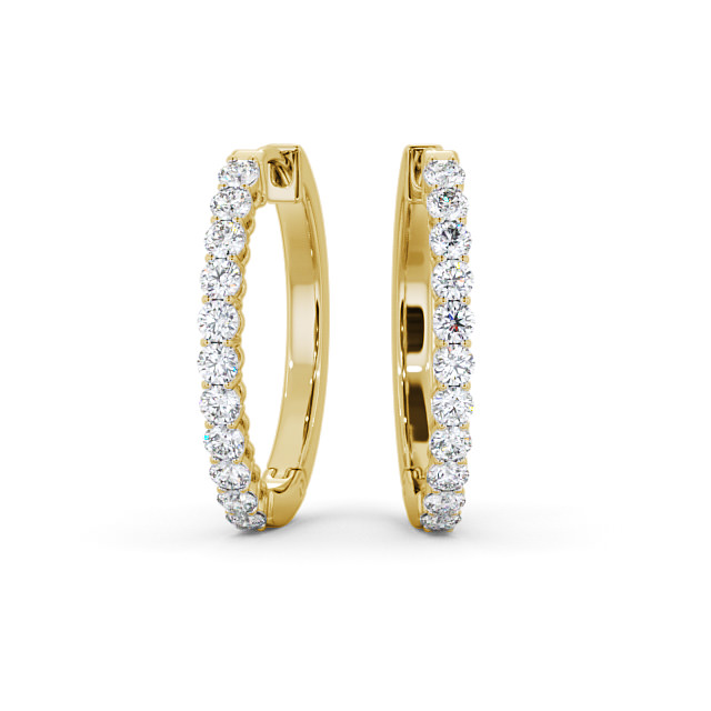 Hoop Round Diamond Earrings 18K Yellow Gold - Destiny ERG109_YG_UP