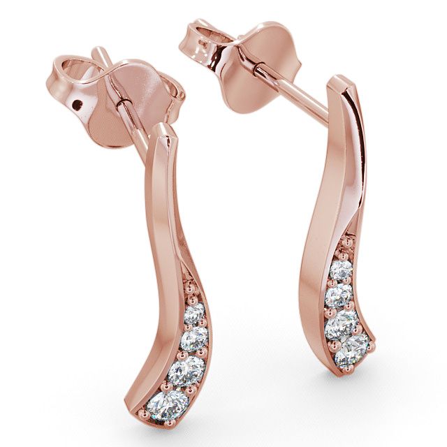Drop Round Diamond 0.24ct Earrings 18K Rose Gold - Purleigh ERG10_RG_FLAT