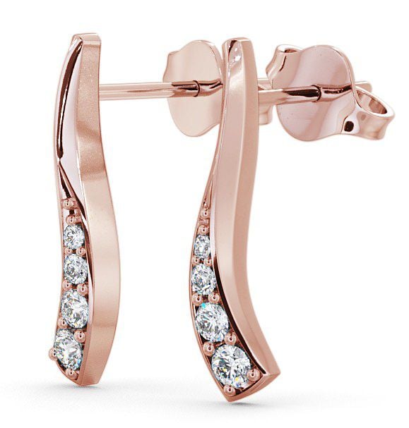 Drop Round Diamond 0.24ct Sweeping Design Earrings 9K Rose Gold ERG10_RG_THUMB1 