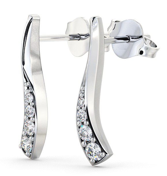 Drop Round Diamond 0.24ct Earrings 18K White Gold - Purleigh ERG10_WG_THUMB1