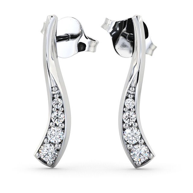 Drop Round Diamond 0.24ct Earrings 9K White Gold - Purleigh ERG10_WG_UP