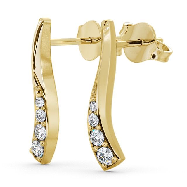 Drop Round Diamond 0.24ct Earrings 18K Yellow Gold - Purleigh ERG10_YG_SIDE