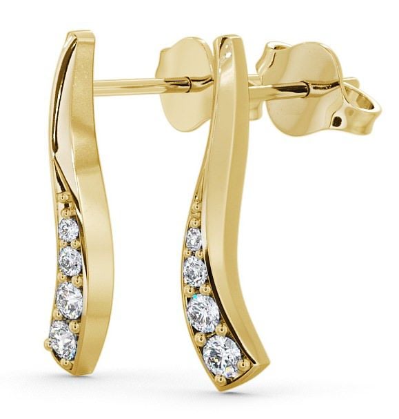 Drop Round Diamond 0.24ct Sweeping Design Earrings 18K Yellow Gold ERG10_YG_THUMB1