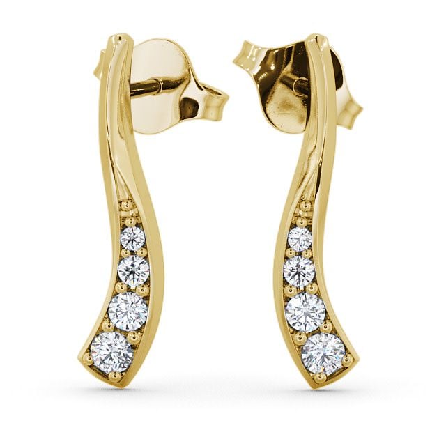 Drop Round Diamond 0.24ct Earrings 18K Yellow Gold - Purleigh ERG10_YG_UP