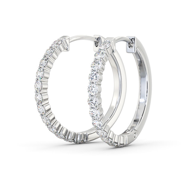 Hoop Round Diamond Earrings 18K White Gold Celeste Angelic Diamonds