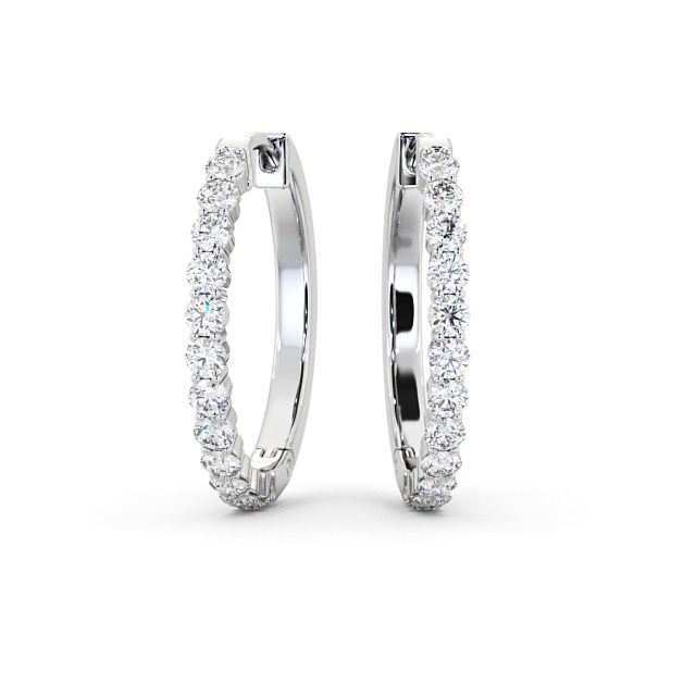 Hoop Round Diamond Earrings 9K White Gold Celeste Angelic Diamonds