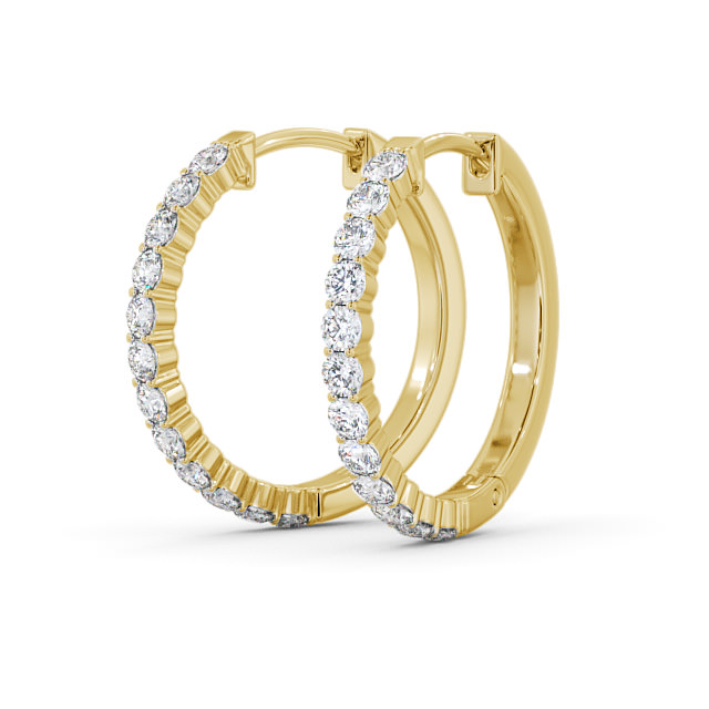 Hoop Round Diamond Earrings 18K Yellow Gold - Celeste ERG110_YG_SIDE