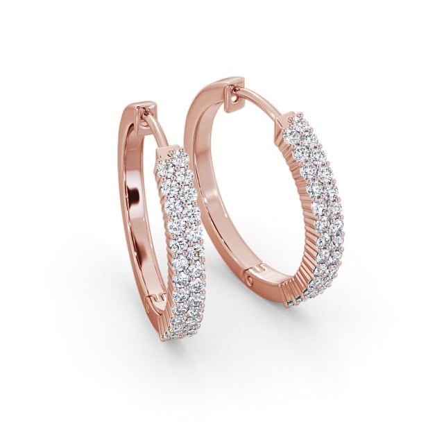 Hoop Round Diamond Earrings 9K Rose Gold - Inga ERG111_RG_FLAT