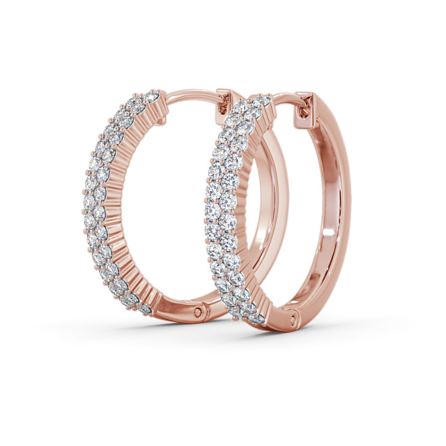 Hoop Round Diamond Earrings 9K Rose Gold - Inga ERG111_RG_SIDE