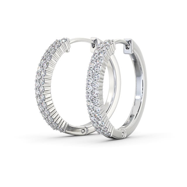 Hoop Round Diamond Earrings 9K White Gold - Inga ERG111_WG_SIDE