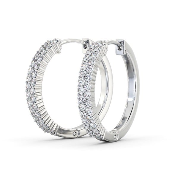 Hoop Round Diamond Double Row Earrings 9K White Gold ERG111_WG_THUMB1